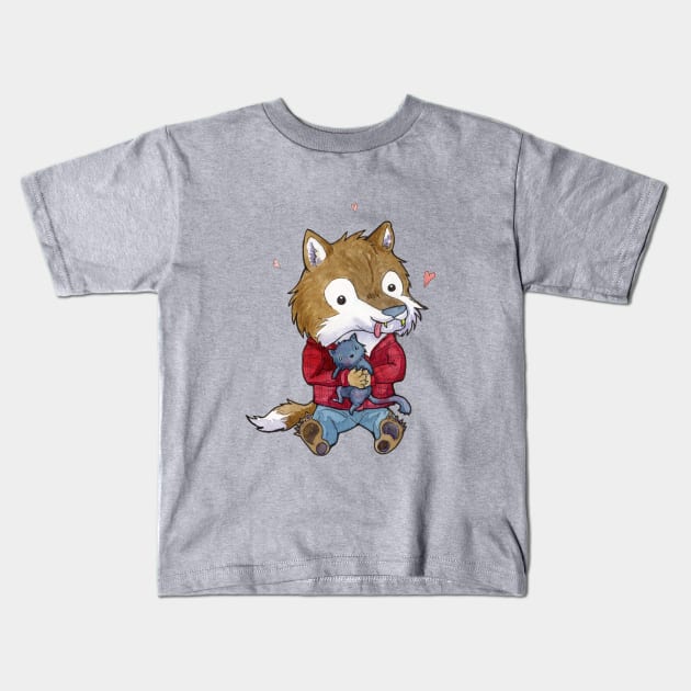 Wolfman loves Kittens Kids T-Shirt by UntidyVenus